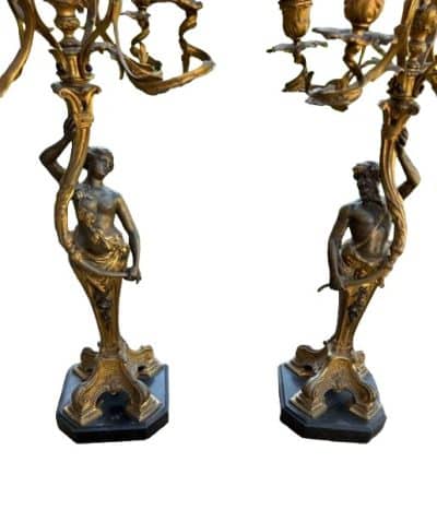 Antique a Pair Baroque Bronze Candelstick - Image 2