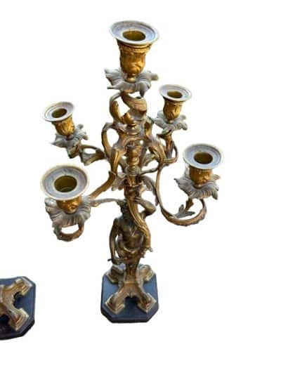 Antique a Pair Baroque Bronze Candelstick - Image 3