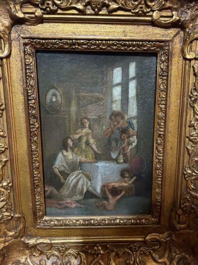 18th Century Figurative Genre Scene Oil on Canvas, Framed. - Image 4