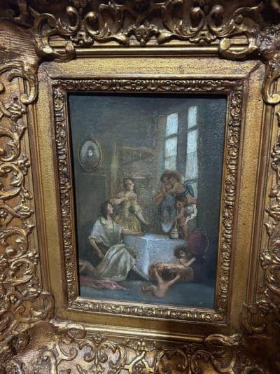 18th Century Figurative Genre Scene Oil on Canvas, Framed. - Image 3