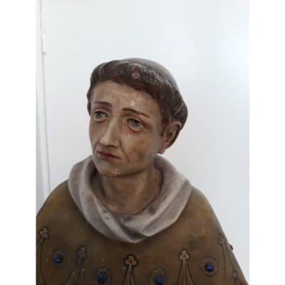 Antique Carved and Polychrome-Painted Figure of a Saint - Image 6