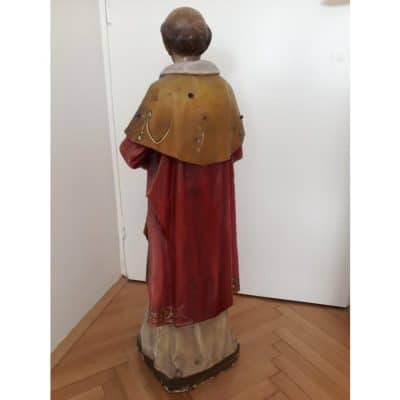 Antique Carved and Polychrome-Painted Figure of a Saint - Image 5