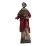 Antique Carved and Polychrome-Painted Figure of a Saint Antique Sculptures