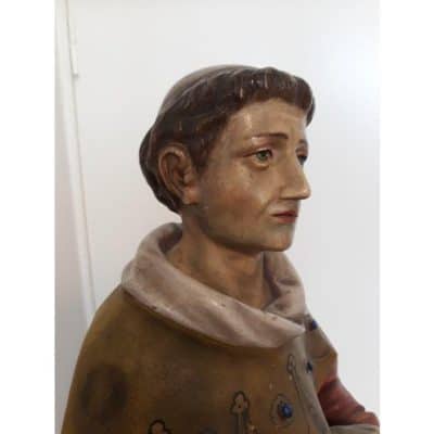 Antique Carved and Polychrome-Painted Figure of a Saint - Image 3