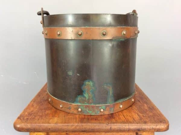 Arts & Crafts Heavy Copper Riveted Bucket - Image 4