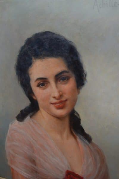 Oil On Canvas Portrait By Achille-Fould SAI3155 - Image 7