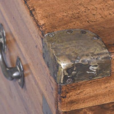 Large Solid Camphor Wood Brass Bound Campaign Trunk - Image 2