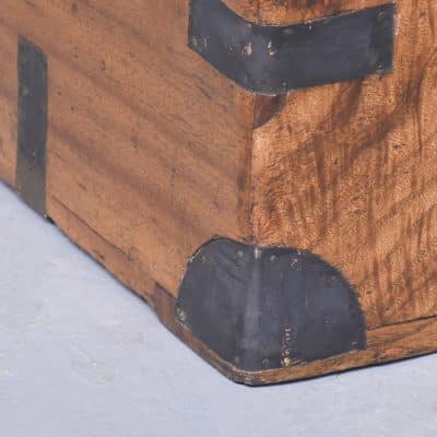 Large Solid Camphor Wood Brass Bound Campaign Trunk - Image 3