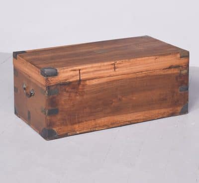 Large Solid Camphor Wood Brass Bound Campaign Trunk - Image 9