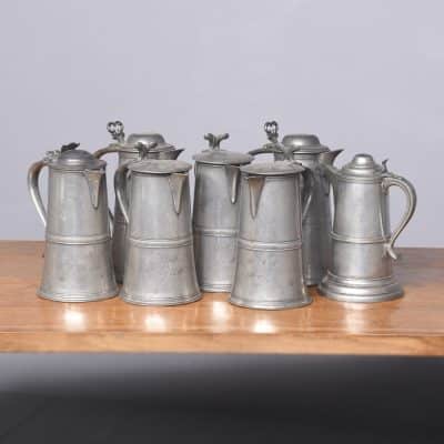 Seven Large Pewter Flagons - Image 7