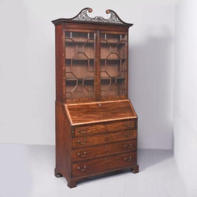Fine George III Inlaid Mahogany Bureau Bookcase in Excellent Condition