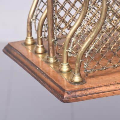 Stylish Oak and Brass Magazine Rack Stamped (W T & S) William Tonk and Sons - Image 4