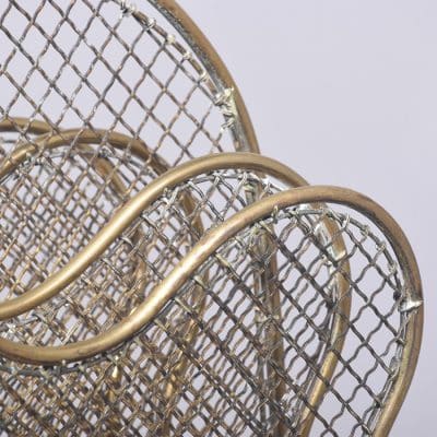 Stylish Oak and Brass Magazine Rack Stamped (W T & S) William Tonk and Sons - Image 6