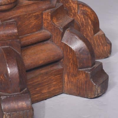 Pair of Oak Gothic Style Carved Pedestals - Image 2