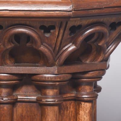 Pair of Oak Gothic Style Carved Pedestals - Image 4