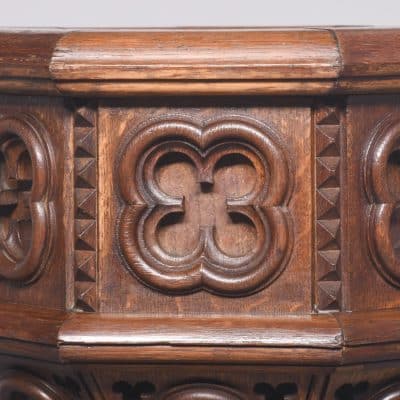 Pair of Oak Gothic Style Carved Pedestals - Image 5