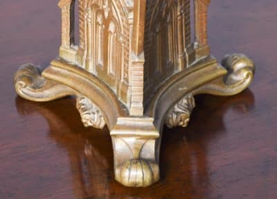 Pair of Gilded Pugin Style Gothic Candlesticks of Architectural Form - Image 5
