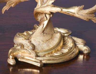 Pair of Exquisite French Ormolu (Gold Covered Bronze) Two Branch Candlesticks of Rococo Style - Image 5