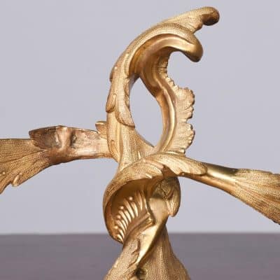 Pair of Exquisite French Ormolu (Gold Covered Bronze) Two Branch Candlesticks of Rococo Style - Image 3