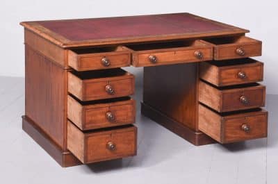 Quality Mahogany Smaller Sized Victorian Partners Desk - Image 6