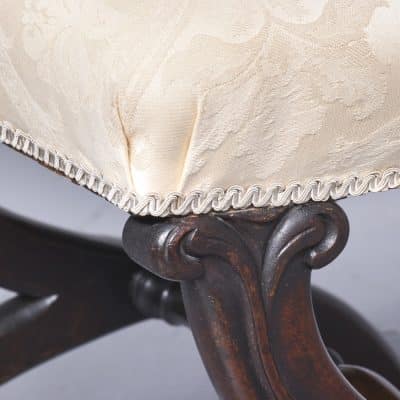 Early Victorian X Framed Mahogany Upholstered Stool - Image 2