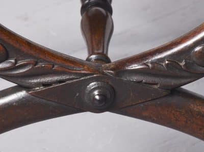 Early Victorian X Framed Mahogany Upholstered Stool - Image 4
