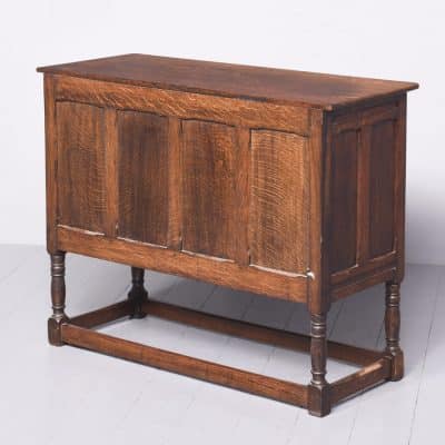 Solid Oak Jacobean-Style Neat-Sized Oak Cupboard - Image 2