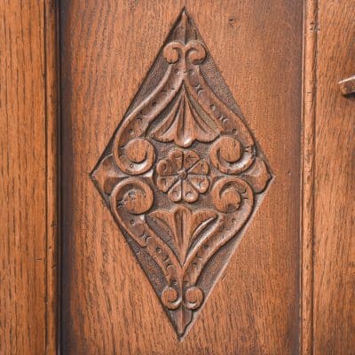 Solid Oak Jacobean-Style Neat-Sized Oak Cupboard - Image 9