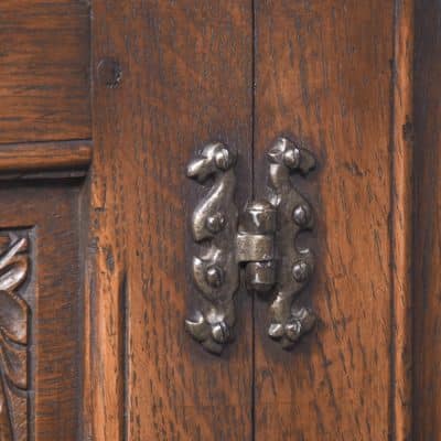 Solid Oak Jacobean-Style Neat-Sized Oak Cupboard - Image 7