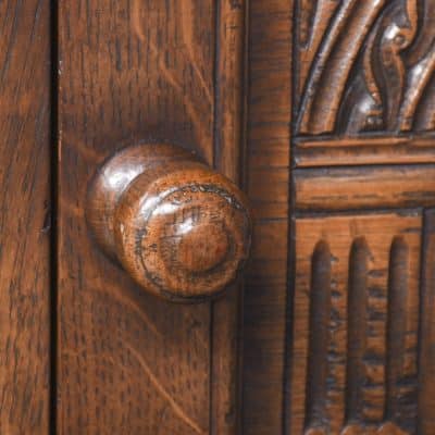 Solid Oak Jacobean-Style Neat-Sized Oak Cupboard - Image 8