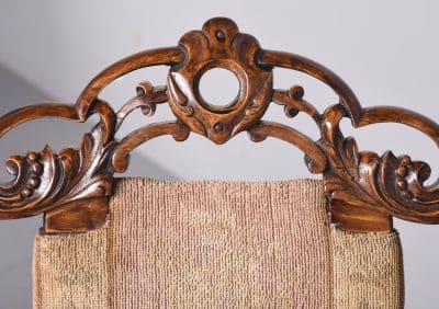 Rare Pair of Folding Victorian Gothic Influenced Carved Walnut Drawing Room Chairs - Image 6