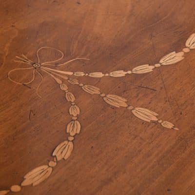 Rare Pair of Marquetry Inlaid George III Demi-Lune Foldover Tables - Image 4