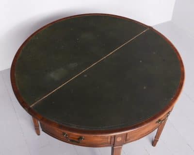 Rare Pair of Marquetry Inlaid George III Demi-Lune Foldover Tables - Image 9