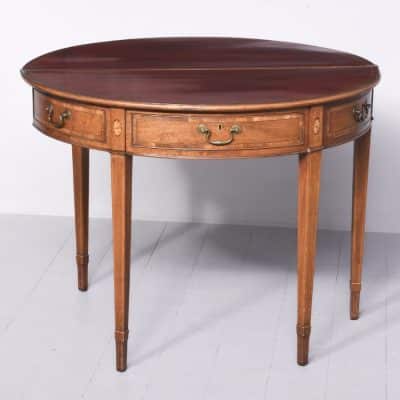 Rare Pair of Marquetry Inlaid George III Demi-Lune Foldover Tables - Image 14