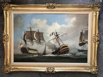 Battle Of Trafalgar Maritime Seascape Oil Paintings Of Galleon Warships At Sea - Image 2