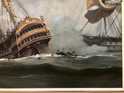 Battle Of Trafalgar Maritime Seascape Oil Paintings Of Galleon Warships At Sea - Image 4