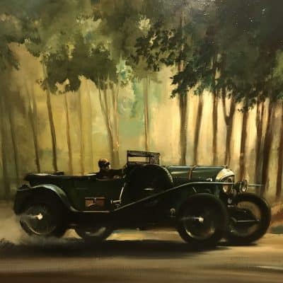 Dion Pears Bentley 3 Litre Le Mans 1927 Race Oil Painting - Image 3
