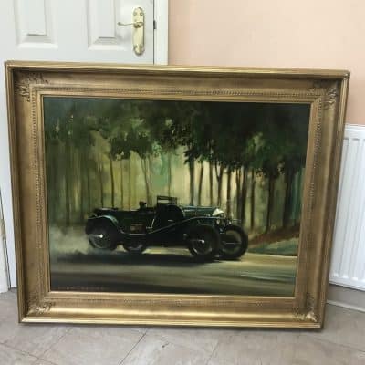 Dion Pears Bentley 3 Litre Le Mans 1927 Race Oil Painting - Image 6