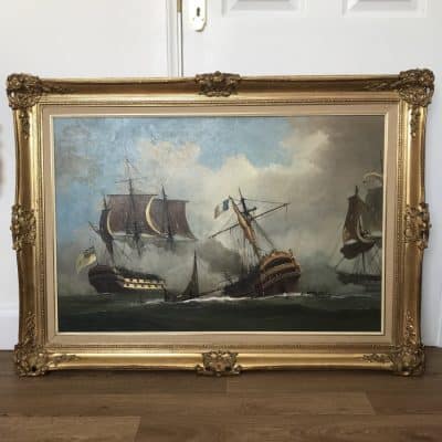Battle Of Trafalgar Maritime Seascape Oil Paintings Of Galleon Warships At Sea - Image 16