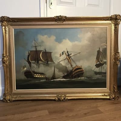 Battle Of Trafalgar Maritime Seascape Oil Paintings Of Galleon Warships At Sea - Image 15