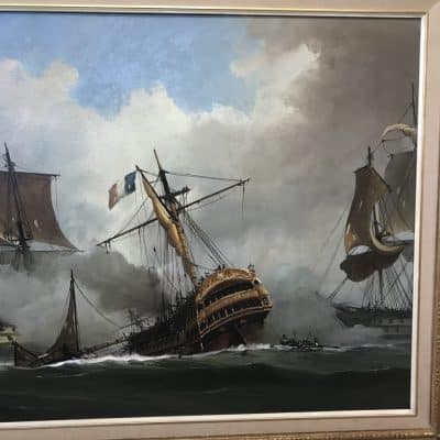 Battle Of Trafalgar Maritime Seascape Oil Paintings Of Galleon Warships At Sea - Image 8