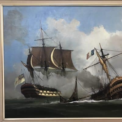 Battle Of Trafalgar Maritime Seascape Oil Paintings Of Galleon Warships At Sea - Image 7