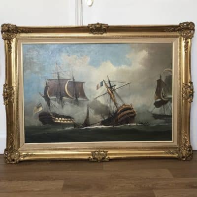 Battle Of Trafalgar Maritime Seascape Oil Paintings Of Galleon Warships At Sea - Image 11