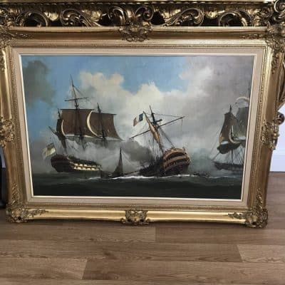 Battle Of Trafalgar Maritime Seascape Oil Paintings Of Galleon Warships At Sea - Image 20