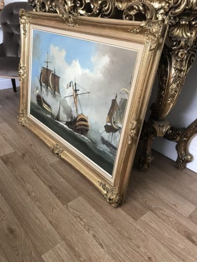 Battle Of Trafalgar Maritime Seascape Oil Paintings Of Galleon Warships At Sea - Image 23