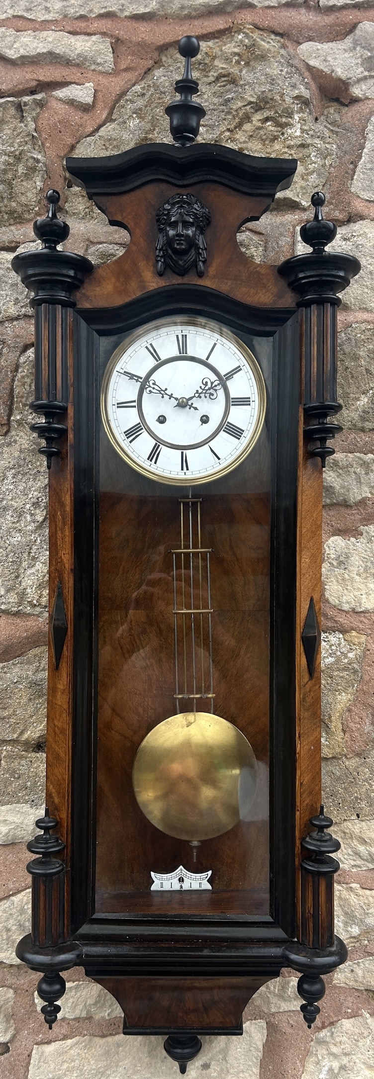 Fantastic Walnut & Ebonised Vienna Wall Clock – Ca 1890 vienna wall clock Antique Clocks