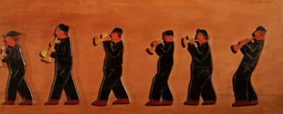 Amusing Dutch Brassband/Fanfare Type Of Jigsaw Woodwork Relief Painting. - Image 3