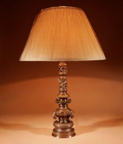 Impressive Original Bronze Japanese Elephant Table Lamp, Meiji Period 1868-1912 - Image 9