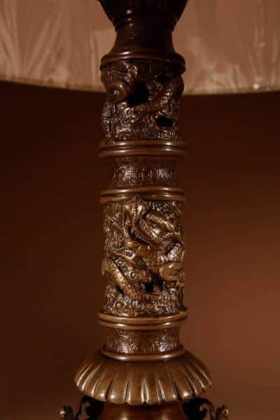 Impressive Original Bronze Japanese Elephant Table Lamp, Meiji Period 1868-1912 - Image 5