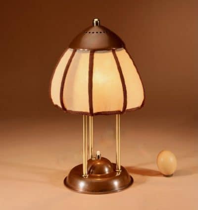  Amsterdam School Rare Brass and patinated Copper Table Lamp, Circa 1900-20